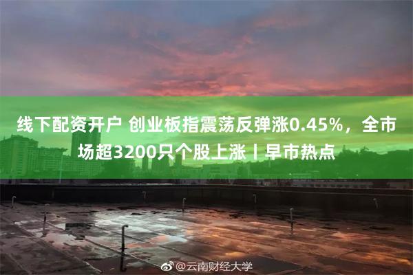 线下配资开户 创业板指震荡反弹涨0.45%，全市场超3200只个股上涨丨早市热点