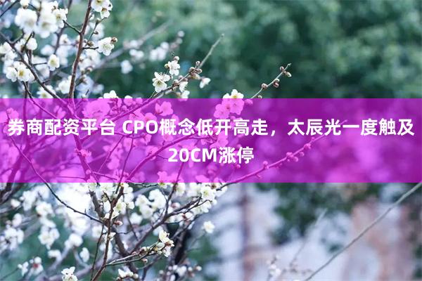 券商配资平台 CPO概念低开高走，太辰光一度触及20CM涨停